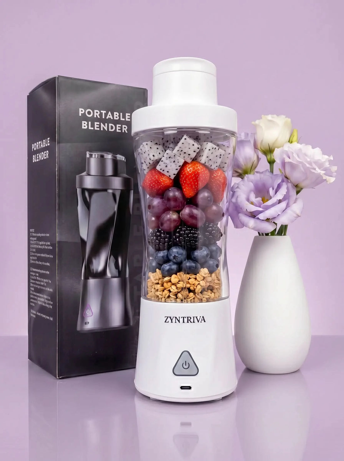 Blender portabil Zyntriva alb – 22.000 RPM, 6000mAh